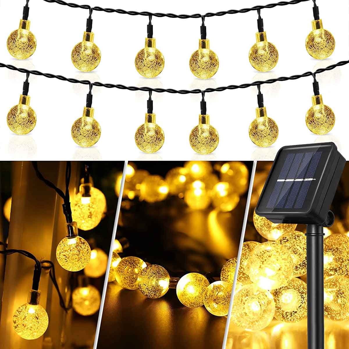 23FT Outdoor String Lights 50 LED Solar Bulb Home Garden Patio Yard Fence Wedding Christmas