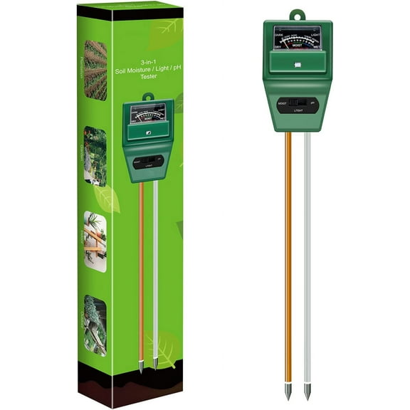 Soil Tester, 3-in-1 Plant Moisture Meter Light and PH Tester,Gardening Tool Kits for Plant Care(Green)