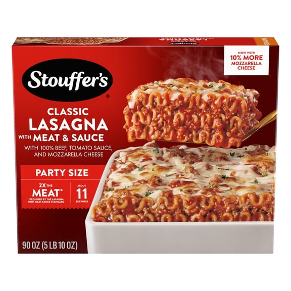 Stouffer's Classic Lasagna with Meat and Sauce, Party Size Pasta, Frozen Meals, 90 oz (Frozen) 
