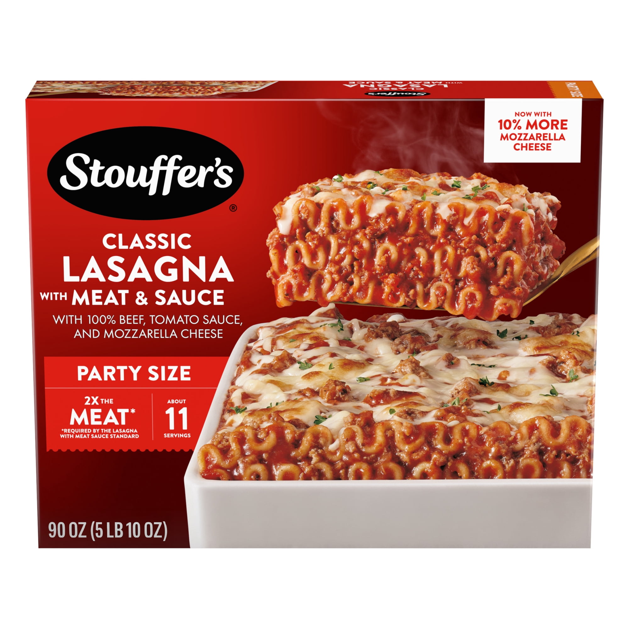 Stouffer's Classic Lasagna with Meat and Sauce, Party Size Pasta, Frozen Meals, 90 oz (Frozen)