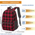 thumbnail image 3 of Red and Black Checkered Pattern 17" School Backpacks for Teens,Waterproof Oxford Fabric,S-Shape Padded Straps for School,Travel,Hiking,Camping, 3 of 6