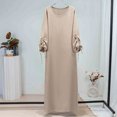 thumbnail image 3 of Vestido largo informal holgado con mangas y cordones transpirables para mujer (Caqui XL), 3 of 6