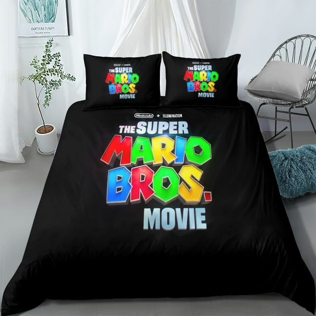 Comforter Set Lightweight Bedding Set Quilt Cover 3 Pcs Ultra Soft All-Season Teen Super Mario Duvet Cover Set for Teen