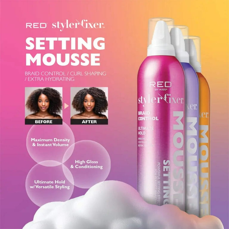 Red by Kiss Setting Mousse Braid Frizz Control, Curl Definition