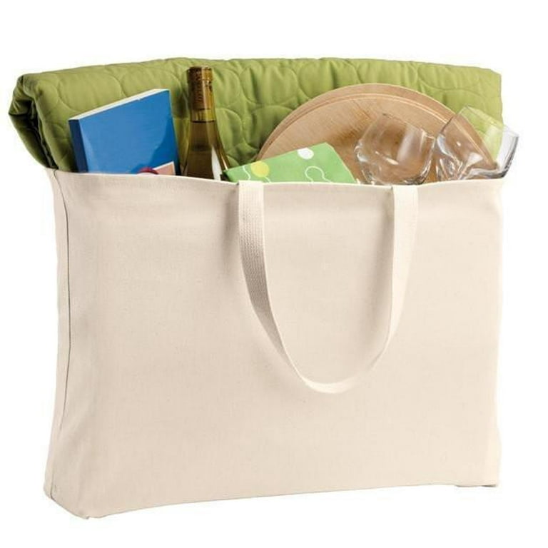 Bulk Packs of 6 Cotton 14.5x17x3 Canvas Tote Bags - Reusable - Heavy Wt  Fabric