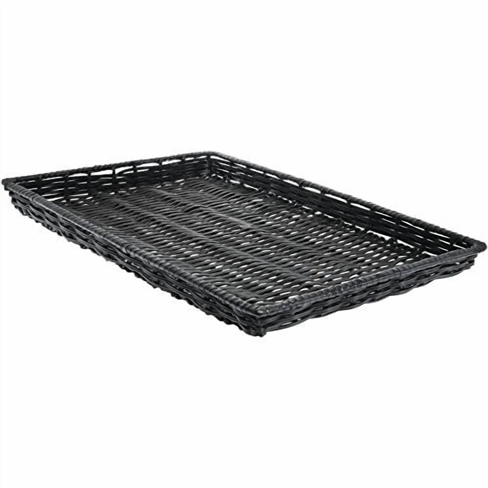 HUBERT Wicker Storage Basket Black Plastic - 18" L x 26" W x 2" H
