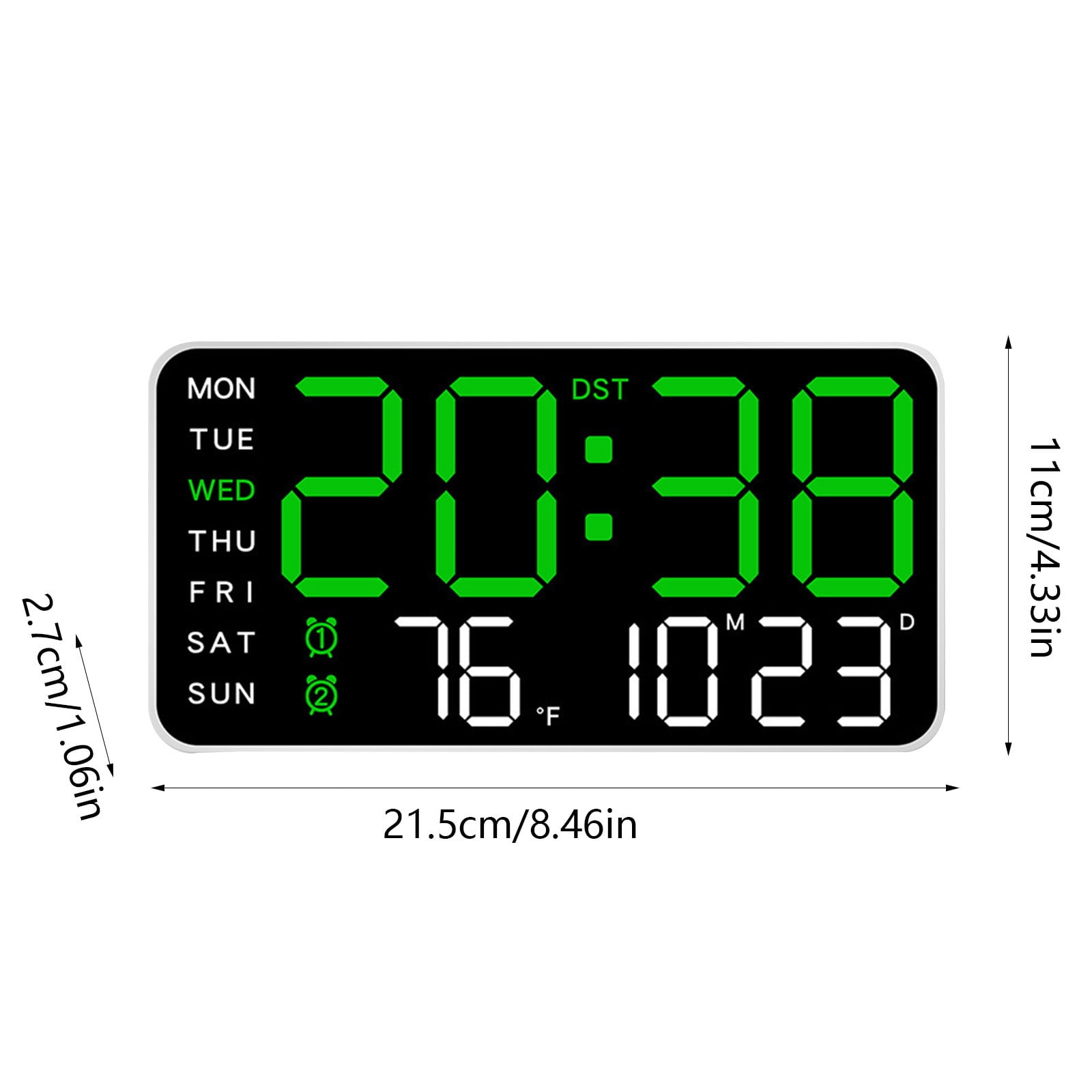 8.5" Large Display Digital Wall Clock, Digital Alarm Clock, with Date, Temperature, Auto DST, Modern Decor Design for Desk, Wall, Room, Bedroom, Gift, Yougster and Elderly
