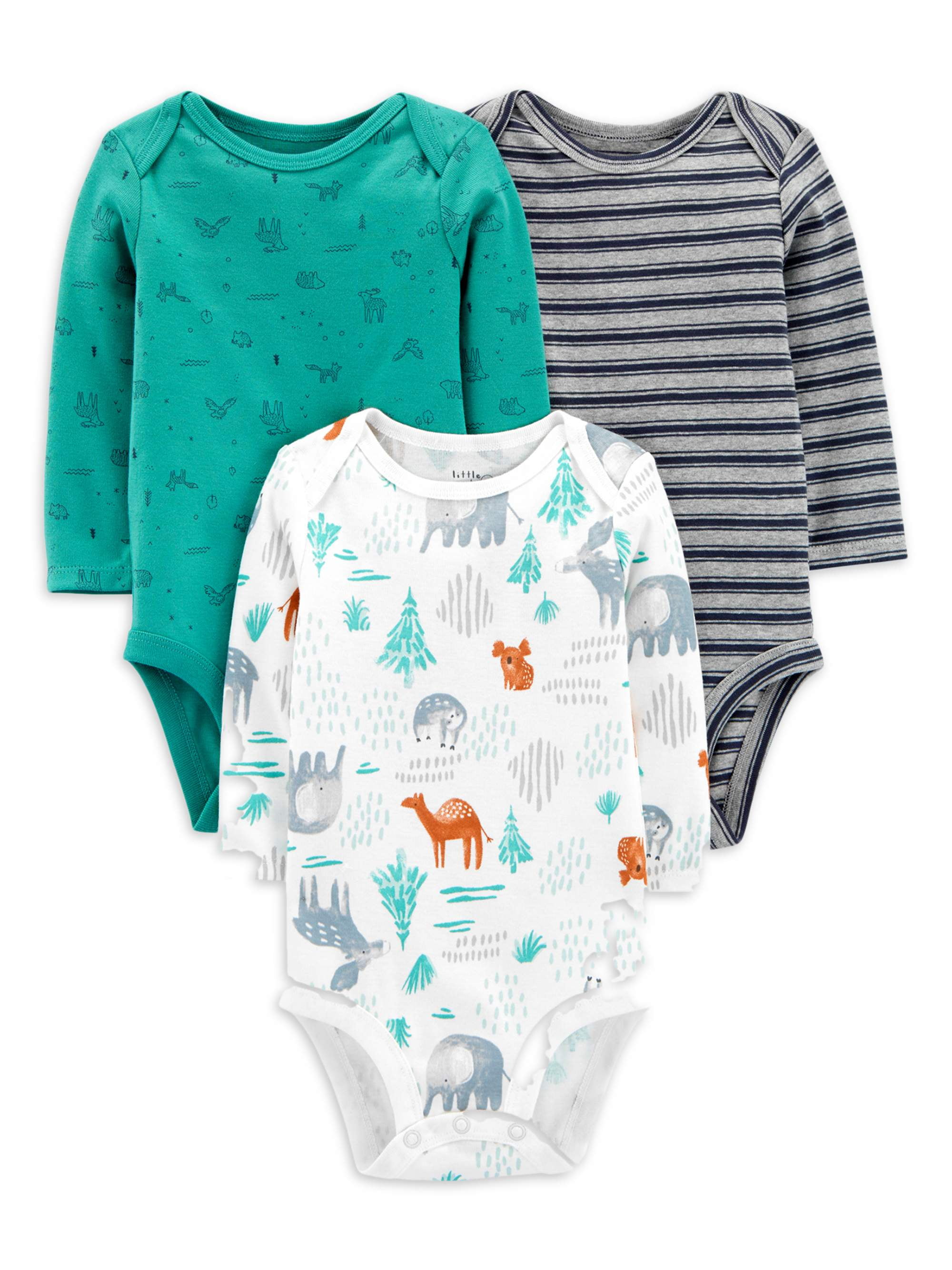 Little Planet Organic By Carter S Little Planet Organic Baby Boy Long Sleeve Bodysuits 3 Pack Walmart Com Walmart Com