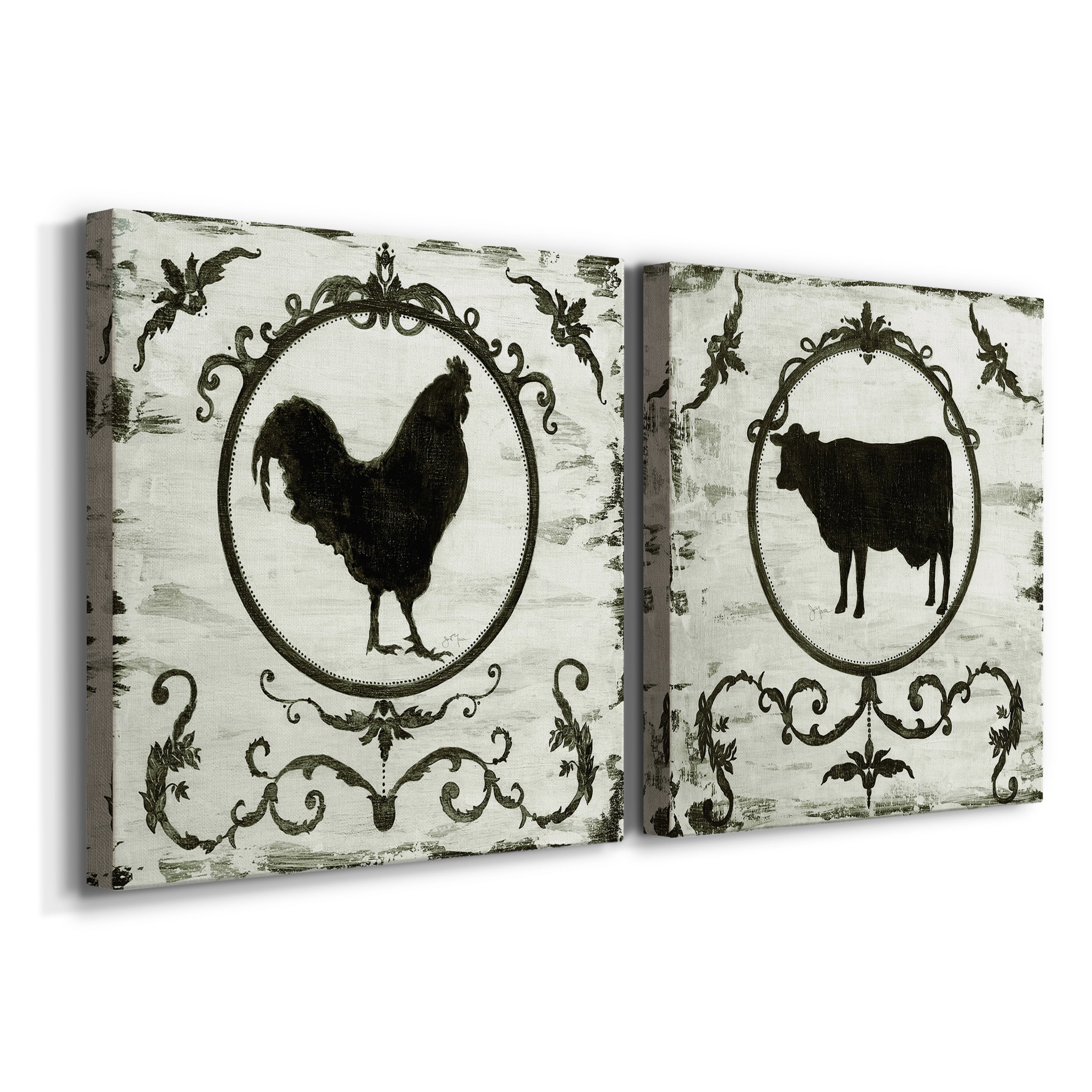 Berkshire Rooster - Premium Gallery Wrapped Canvas - Ready to Hang Set of 2 - 10 x 10 Each