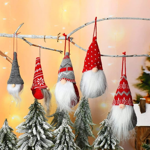 Christmas Gnome 8 Pieces Christmas Tree Hanging Gnomes Ornaments Set Gnome  Ornaments Tomte Gnome Hat Dwarf Dolls for Christmas Tree Home Decorations