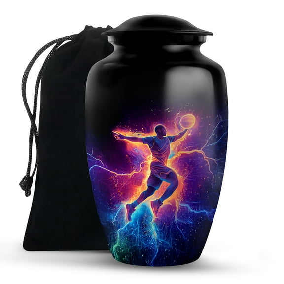 KARYLIZ Basketball Urn For Ashes For Women - Large Urns for Adult Human Ashes Male & Female - Funeral Cremation Urn for Mom, Dad, Memorial Black Urns For Decorative