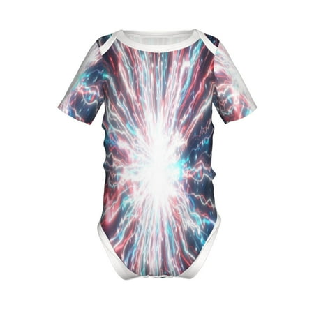 

Lukts Blue Swirl Fireworks Print Baby Short Sleeve Romper Onesie for Newborn Baby Boys and Girls-9M