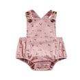 thumbnail image 1 of Belle Bébé Filles Imprimé Col Rond Boutonné Bretelles Taille Élastique Triangle Entrejambe, 1 of 7
