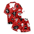 thumbnail image 4 of Halloween Silk Pajamas Women Satin Pajama Sets for Home Comfort Halloween Print Short Sleeve Two Piece Out with Cozy Patchwork Pattern for Relaxing Nights and Seasonal Loungewear Red S, 4 of 4