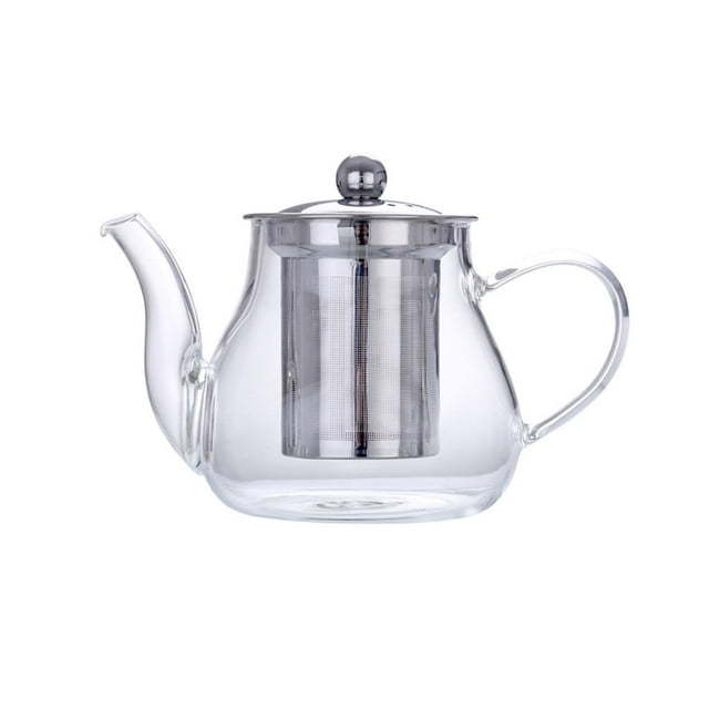 Rongfmy Transparent Glass Teapot W/ Removable Strainer Hand Blowing Heat Resistant High 400ml