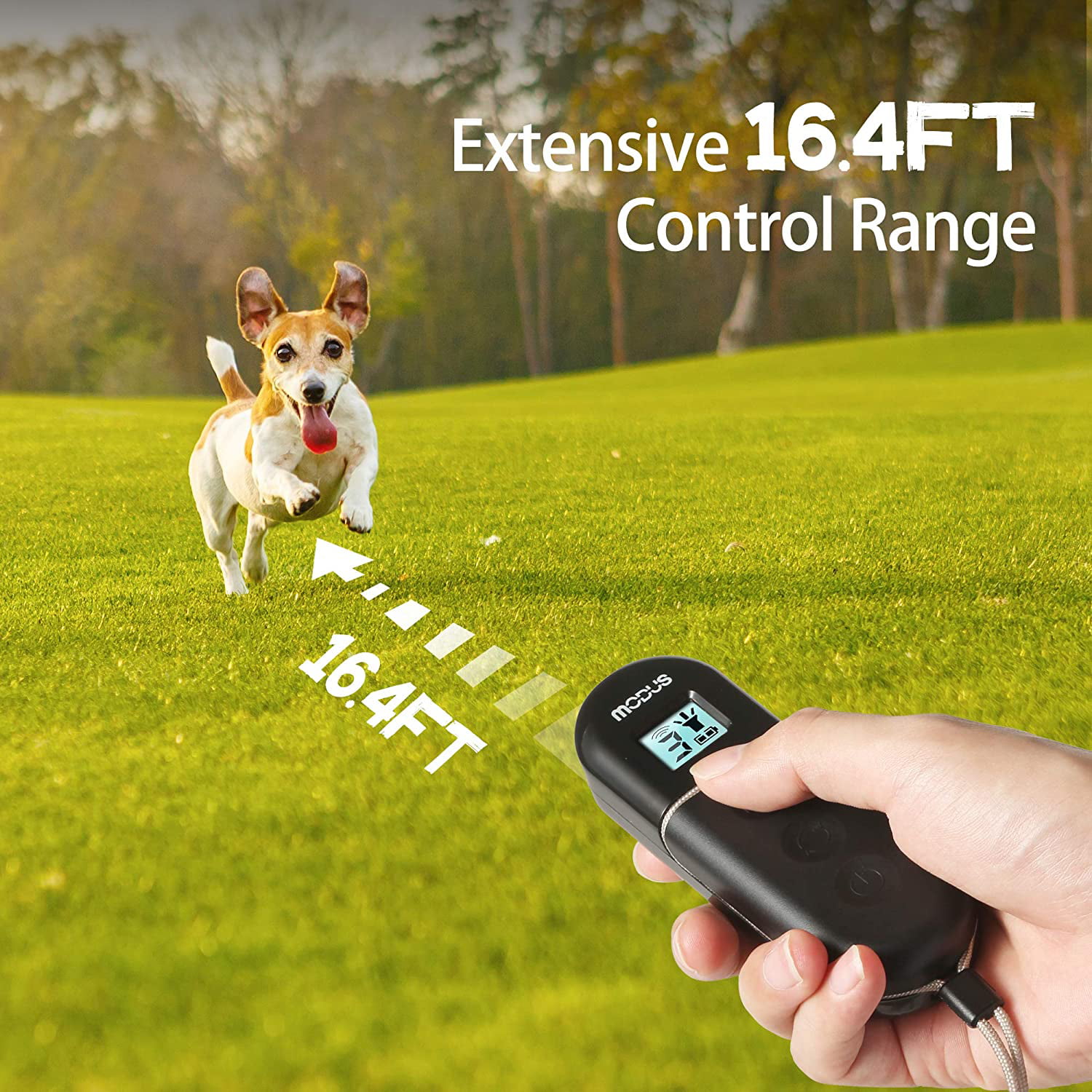 3 Ultrasonic Modes MODUS Anti-Barking Device Control Range up to 16.4 Ft Outdoor and Indoor 3 in 1 Dog Training Device LCD Screen Display Rechargeable Dog Barking Deterrent via USB Port 