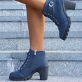 thumbnail image 5 of Luxalzxs Ankle Boots for Women Round Toe Chunky Heel Boots Leopard Lace-Up Mid-Heel Ankle Booties Shoes, 5 of 5