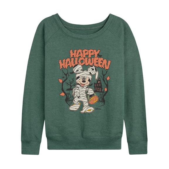 Disney - Mickey Halloween Lightweight French Terry Wide Neck Long Sleeve Graphic Shirt