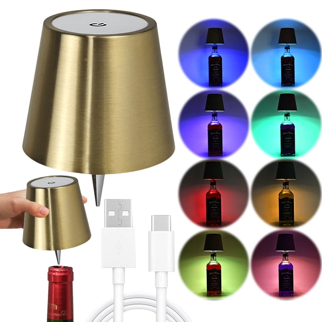 Lámpara Botella Inalámbrica Cálida Recargable Y Mesa LED RGB Regulable Al Tacto (M)
