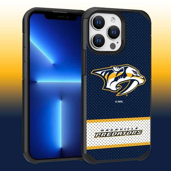 Apple iPhone 13 Pro Max - NHL Licensed Nashville Predators Team Logo on Jersey Textured Dual Layer Case