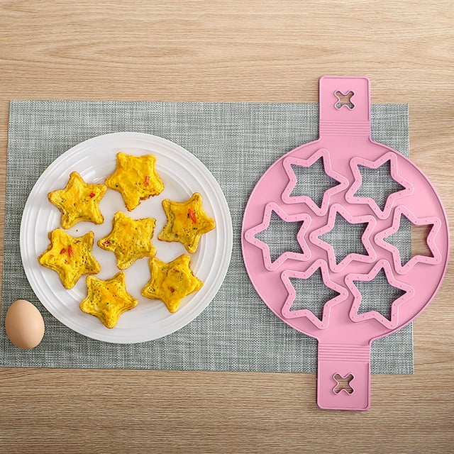 Cooking Utensils Cooking Utensils - 1 Pack of Seven Hole Star Non Stick Pancake Maker Mold Silicone Omelette Mold Tool for Home Kitchen, Pink, Halloween Decorations,Wedding, Halloween, Christmas, Sc