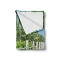 thumbnail image 2 of Beach Pathway Soft Flannel Fleece Throw Blanket, Walkway with Marble Balustrade in Yangjiang Hailing Island China, Cozy Plush for Indoor and Outdoor Use, 50" x 70", Blue Green Off White, by Ambesonne, 2 of 5