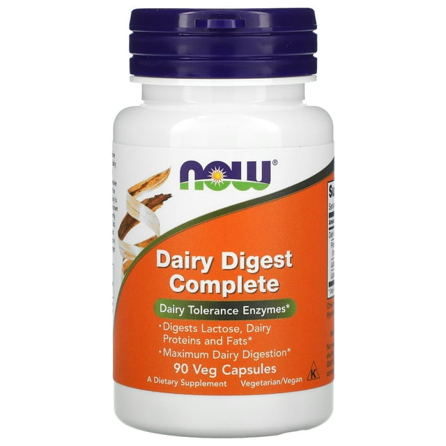 Supplement NOW Dairy Digest Complete, 90 cápsulas vegetarianas