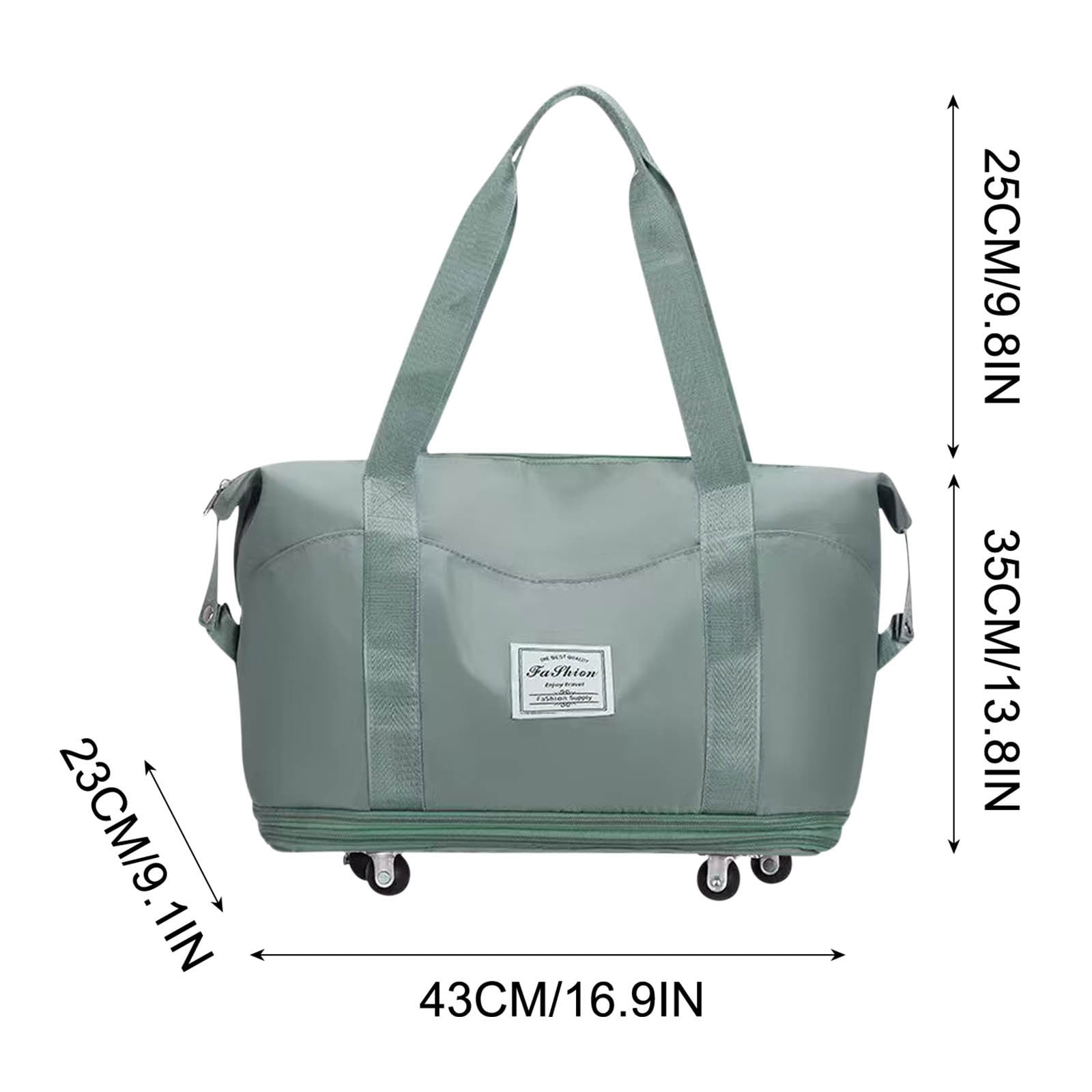 Tuvgenk Foldable Rolling Travel Bag with Wheels Expandable Design Wet Dry Separation Gym Duffel Bag for Sports Vacation Outdoor