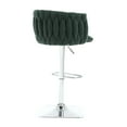 thumbnail image 6 of Boucle Swivel Bar Stools Set of 2, Adjustable Bar Stools with Hand Woven Back and Silver Footrest, Bar Stool Chairs for Kitchen Island, Dining Room, Emerald, 6 of 9