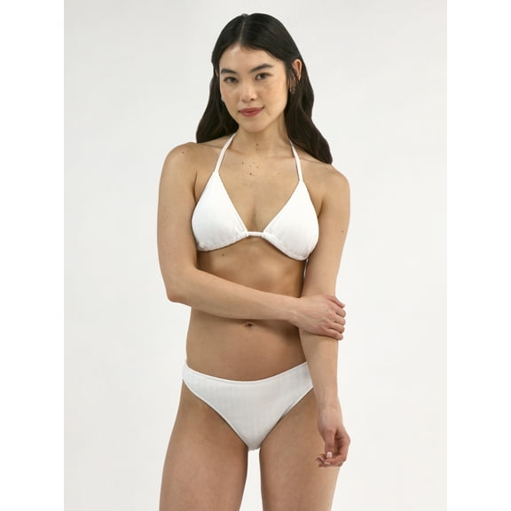 No Boundaries Herringbone Crinkle Triangle Bikini Top, Women's