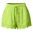 thumbnail image 2 of biudgviw Summer Shorts for Women Boho Lace Trim Hem Cotton Linen Shorts High Waisted Plus Size Beach Vacation Casual Shorts, 2 of 6