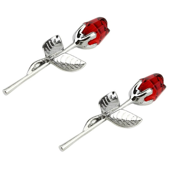 2Pcs Deal Countdown! Shining Metal Crystal Red Rose Glass Rose Flower For Wedding Gift Valentine'S Day Present Desktop Ornament Practical Home Decor