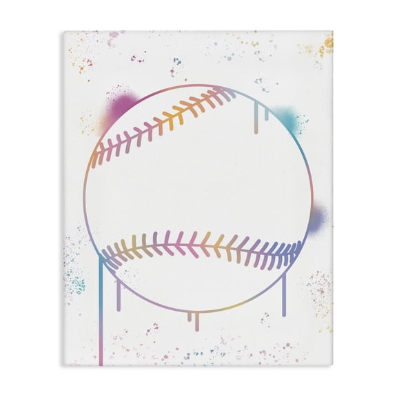 Stupell Industries Contemporary Graffiti Baseball Drip Canvas Art, 16 x 20, by Marcus Prime