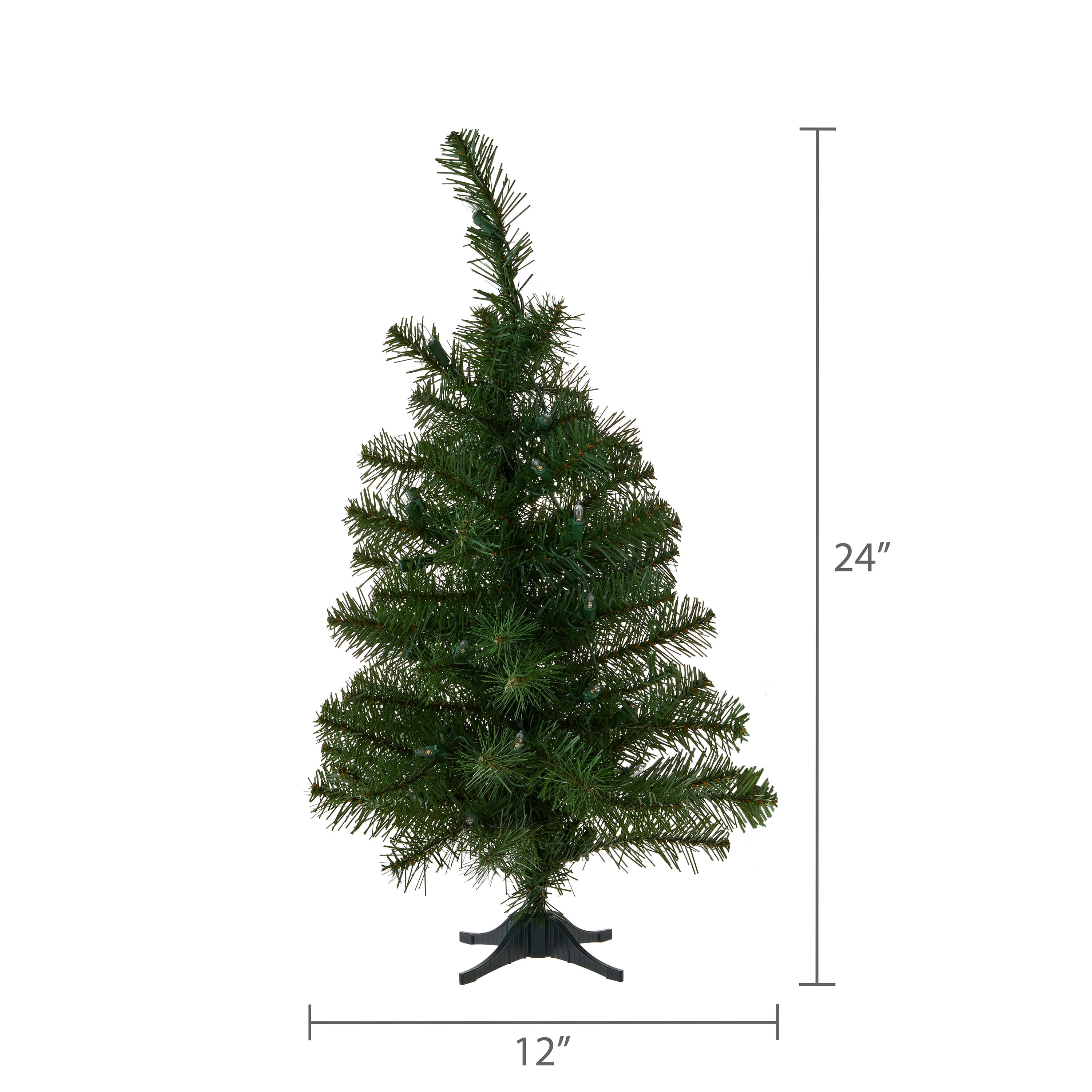 2 FT Mini Noble Spruce Pre-Lit Green Artificial Christmas Tree with Warm White LED Lights, by Holiday Time