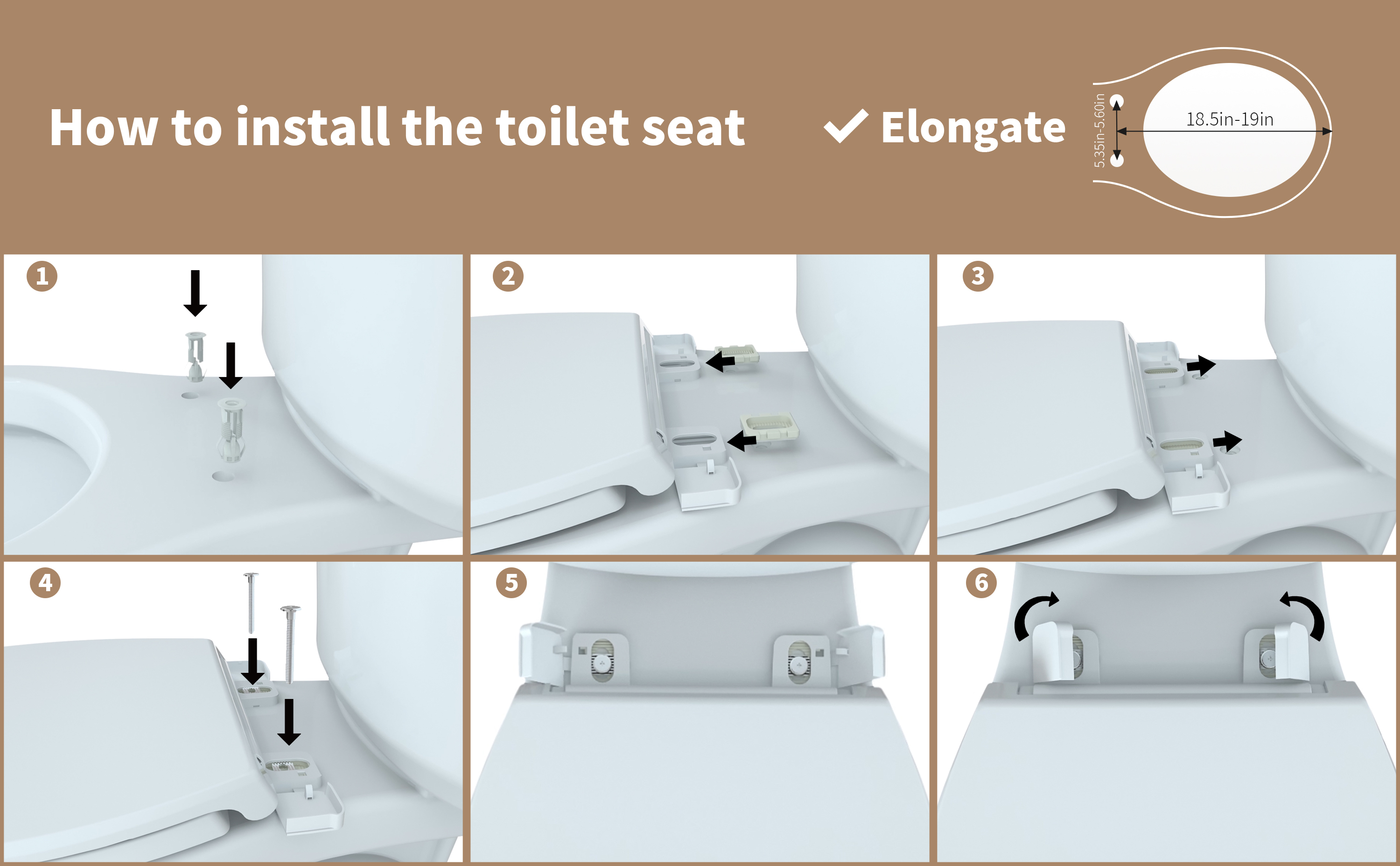 R&T Elongated 400 pound Toilet Seat, Heavy Duty Oval Plastic Toilet Seat Soft Close White B1130
