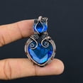 thumbnail image 2 of Natural Blue Topaz Gemstone Handmade Copper Wire Wrap Gift Pendant 2.17", 2 of 4