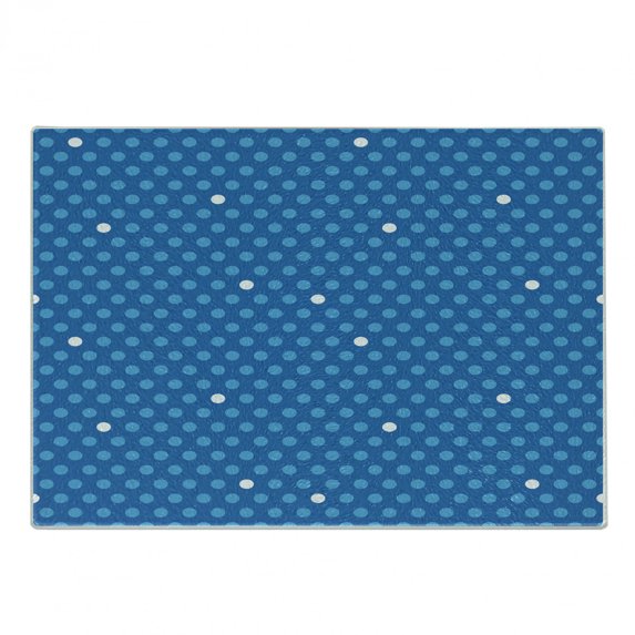 Blue Cutting Board, Bold Polka Dots in Blue and White Colors Fun Retro Style Design, Decorative Tempered Glass Cutting and Serving Board, Small Size, Blue Pale Blue White, by Ambesonne