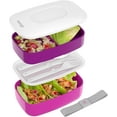 thumbnail image 1 of Bentgo Classic - All-in-One Stackable Bento Lunch Box Container - Modern Bento-Style Design Includes 2 Stackable Containers, Built-in Plastic Utensil Set, and Nylon Sealing Strap (Purple), 1 of 8