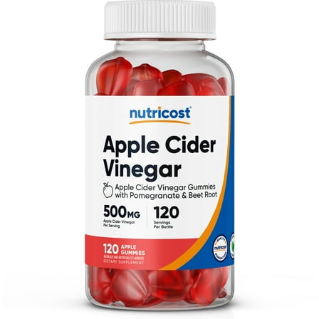 Nutricost Apple Cider Vinegar 500mg, Apple Flavored Supplement, 120 Gummies