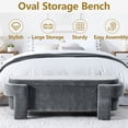 thumbnail image 4 of Triple Tree Linen Chenille Upholstered Storage Ottoman Bench with Hinges Gray, 4 of 8