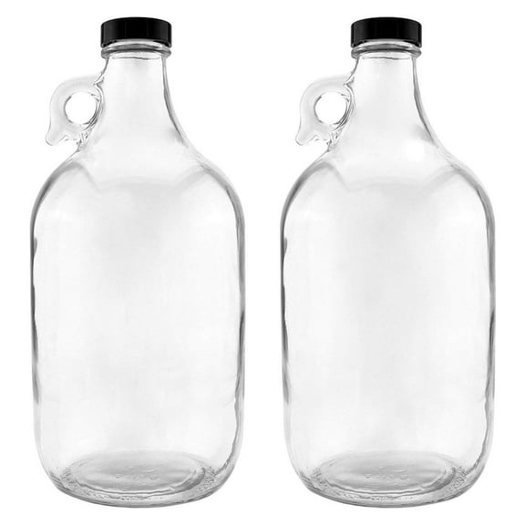 Glass Handled Jugs, Half-Gallon, Clear, Pack of 2