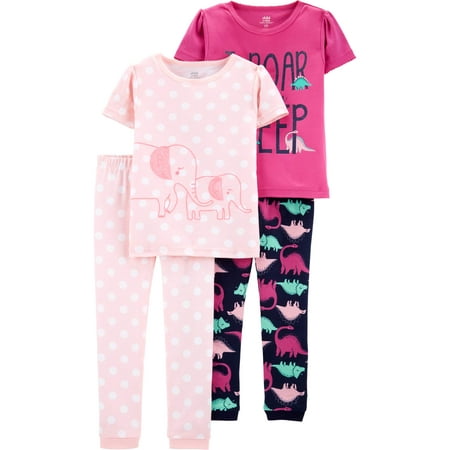 Child of Mine by Carter's Short sleeve cotton tight fit pajamas, 4pc set (toddler