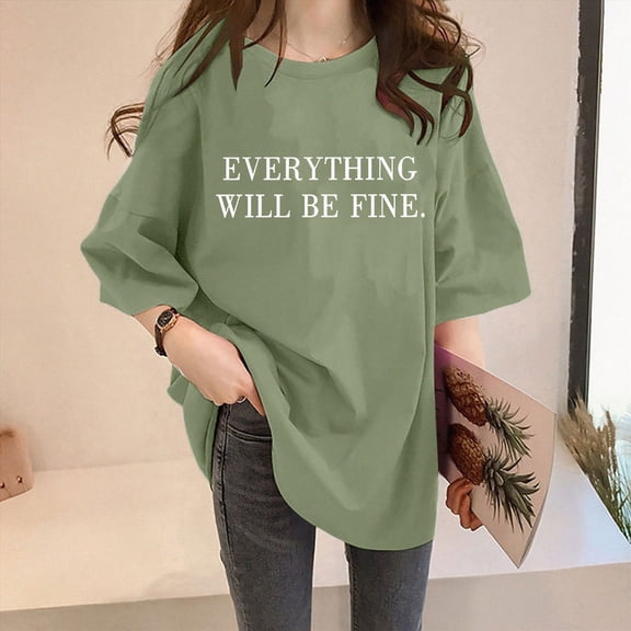 Women T-Shirt Casual Loose Solid Color Short Sleeve Tees with Crew Neck and Sleeved Drop