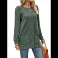 thumbnail image 2 of Camisas de Larga para Mujer Suéteres Largos con Bolsillos Tops Tipo Túnica Corte Holgado Verde Oscuro XXL, 2 of 8