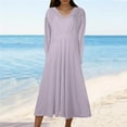 thumbnail image 1 of Offres de Liquidation d'Hiver! Robes d'Invité de Mariage d'Automne, Robe à Manches Courtes Col en V Mode Imprimée Taille Haute Mi-Mollet Col en V Violet P, 1 of 1