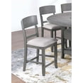 thumbnail image 4 of Gray Color 7pc Counter Height Dining Set Table w Lazy Susan Built in Leaf 6x High Chairs Cushion Seat Dining Room Furniture, 4 of 10