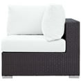 thumbnail image 5 of Contemporary Modern Urban Designer Outdoor Patio Balcony Garden Furniture Lounge Sofa, Chair and Coffee Table Fire Pit Set, Fabric Rattan Wicker, White, 5 of 8