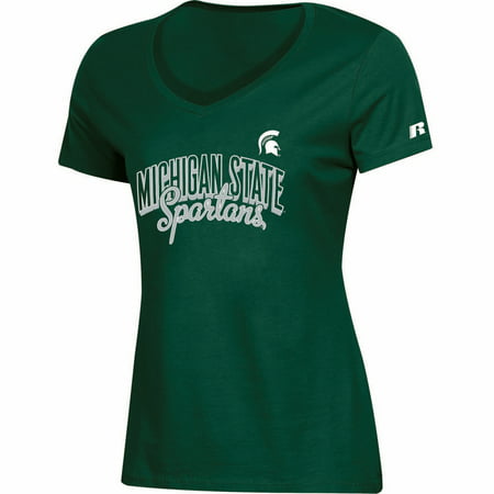 Women's Russell Green Michigan State Spartans Arch V-Neck