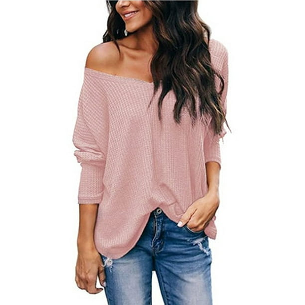 Pink sweater deals off shoulder
