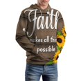 thumbnail image 5 of Faith Sunflowers Motivation-1 Men's Women Vintage 3D Hooded Sweatshirt - All-Season Loose Fit Streetwear, 5 of 6